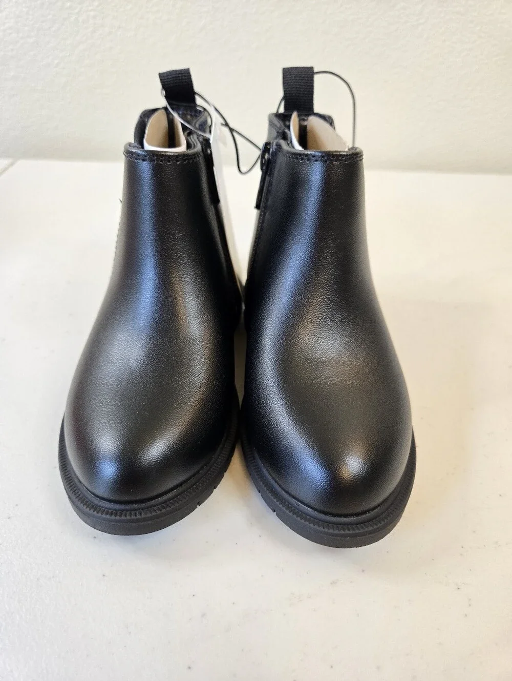 NWT Cat & Jack Black Chelsea Style Zip Ankle Boots Tanner Size 6 7 8 Little Girl